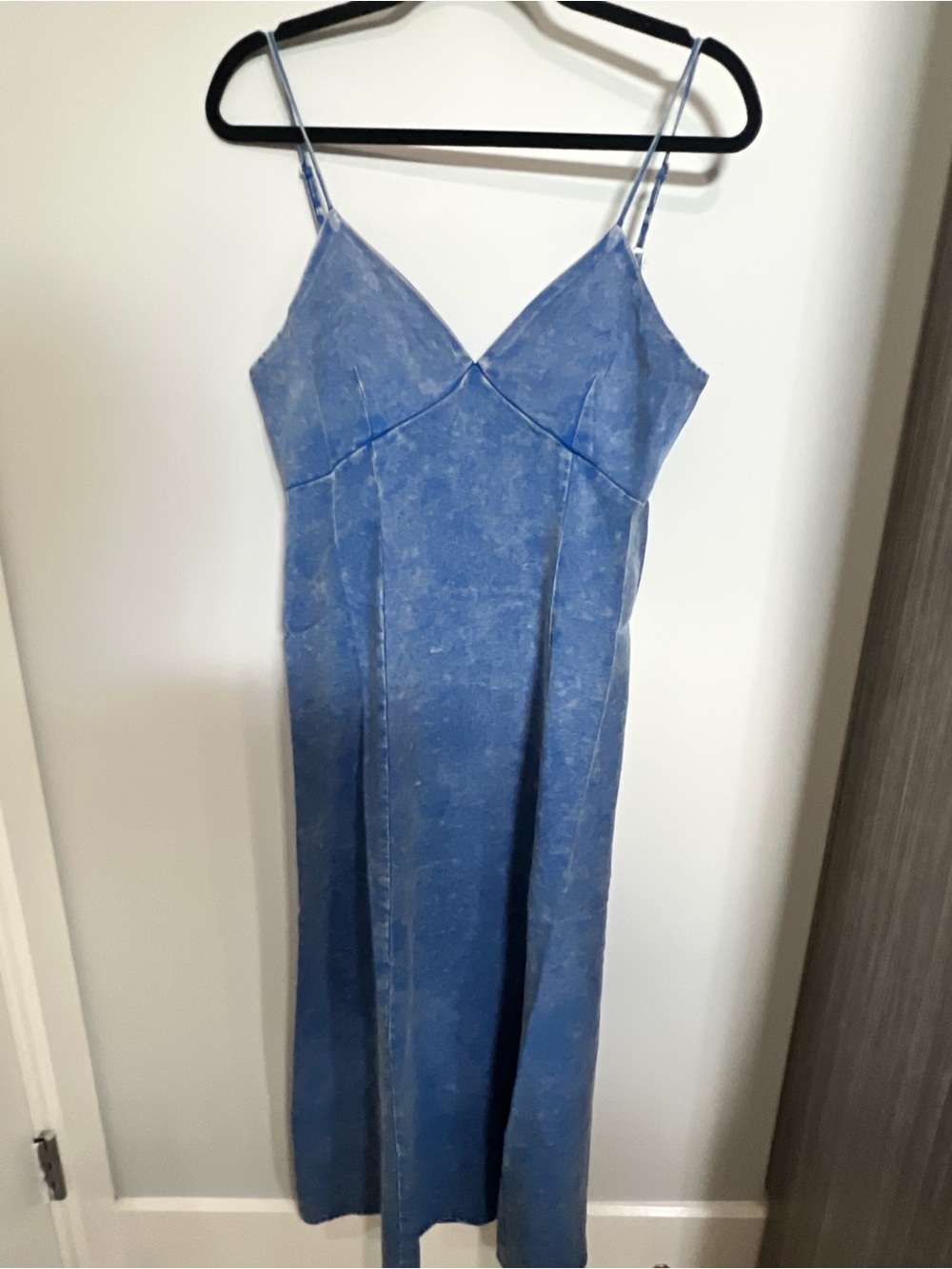 Zenana Denim Color Spaghetti Strap Slip Dress - Classic V-Neck NWOT